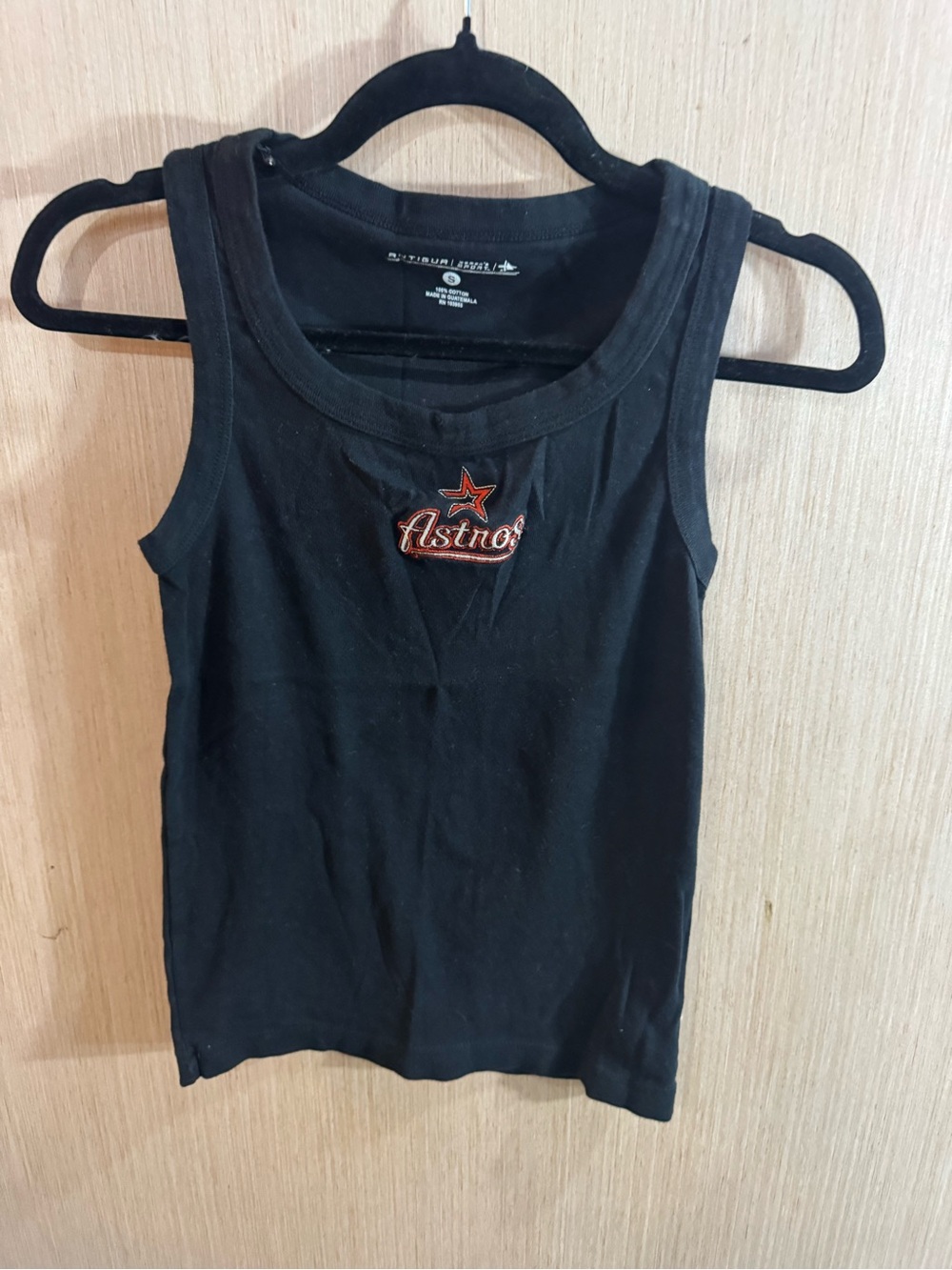 Antigua Black Embroidered Astros Tank Orange Logo Size Small